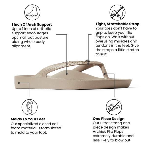 Arch Support Flip Flops - Classic - Crystal Taupe